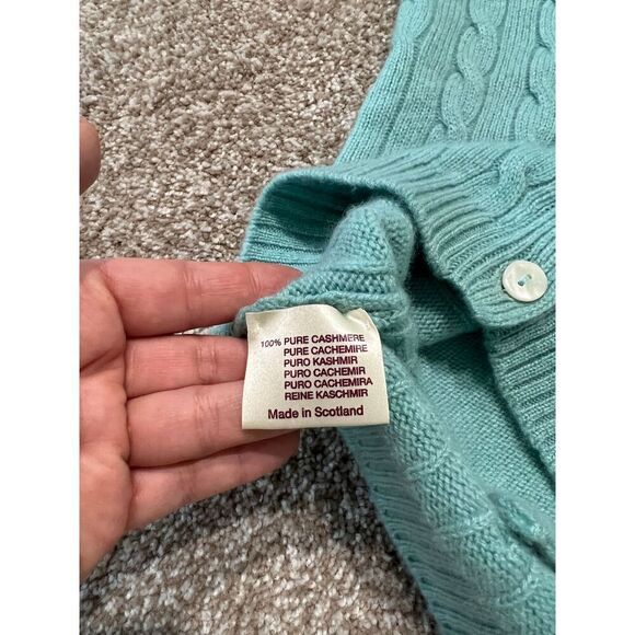 Isle of Skye Women Scotland Made Pure Cashmere Blue cardigan sweater fit sz S - Picture 4 of 11